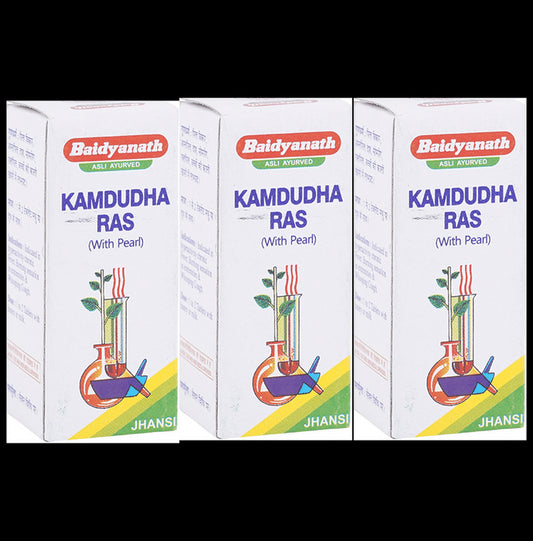 Baidyanath (Jhansi) Kamdudha Ras with Pearl Tablets (50 Each) - Classic Derma