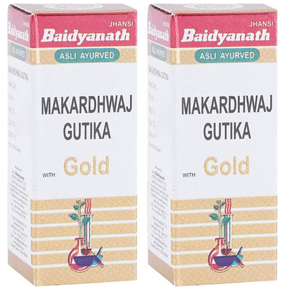 Baidyanath (Jhansi) Makardhwaj Gutika with Gold Tablet (1gm Each) - Classic Derma