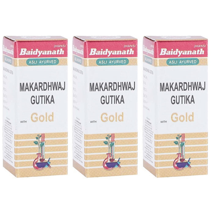 Baidyanath (Jhansi) Makardhwaj Gutika with Gold Tablet (1gm Each) - Classic Derma