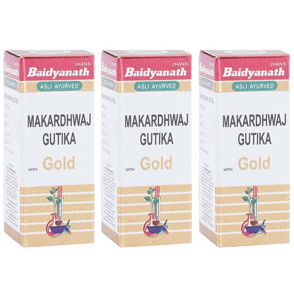 Baidyanath (Jhansi) Makardhwaj Gutika with Gold Tablet (1gm Each) - Classic Derma