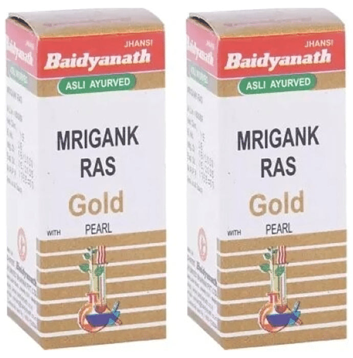 Baidyanath (Jhansi) Mrigank Ras with Gold Pearl Powder (1gm Each) - Classic Derma