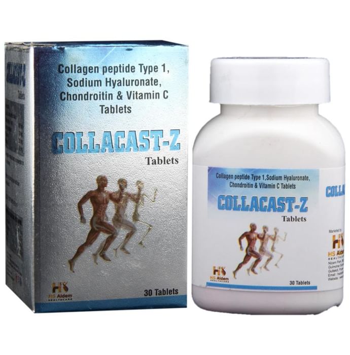 Collacast-Z Tablet with Collagen Type I, Sodium Hyaluronate, Chondroitin & Vitamin C - Classic Derma