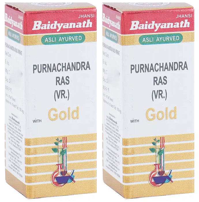 Baidyanath (Jhansi) Purnachandra Ras with Gold Tablets (10 Each) - Classic Derma