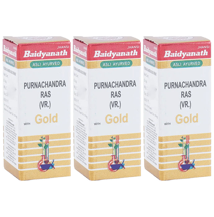 Baidyanath (Jhansi) Purnachandra Ras with Gold Tablets (10 Each) - Classic Derma