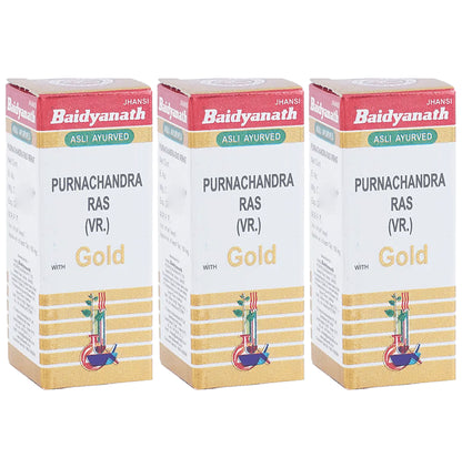 Baidyanath (Jhansi) Purnachandra Ras with Gold Tablets (10 Each) - Classic Derma