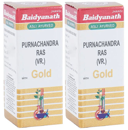 Baidyanath (Jhansi) Purnachandra Ras with Gold Tablets (25 Each) - Classic Derma