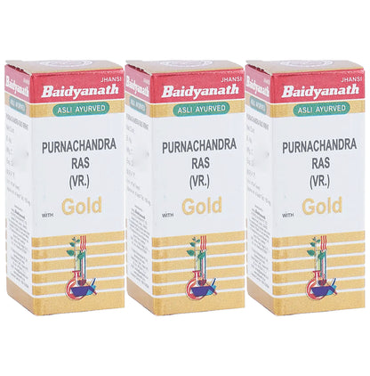 Baidyanath (Jhansi) Purnachandra Ras with Gold Tablets (25 Each) - Classic Derma