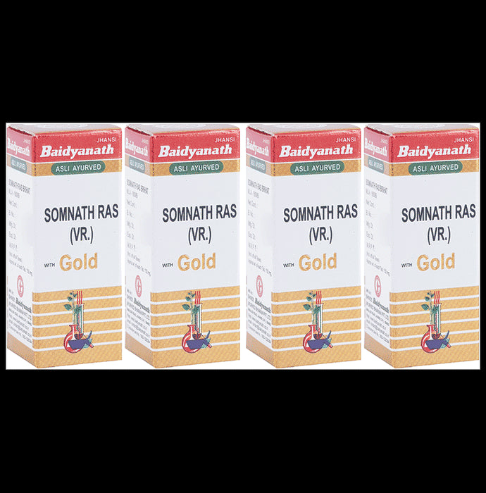 Baidyanath (Jhansi) Somnath Ras (Vr.) with Gold (10 Each) - Classic Derma