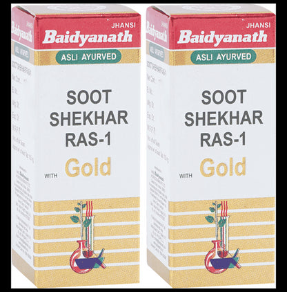 Baidyanath (Jhansi) Soot Shekhar Ras-1 with Gold (10 Each) - Classic Derma