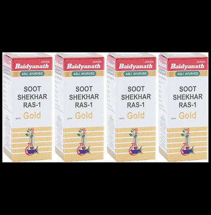 Baidyanath (Jhansi) Soot Shekhar Ras-1 with Gold (10 Each) - Classic Derma