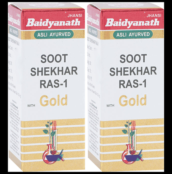 Baidyanath (Jhansi) Soot Shekhar Ras-1 with Gold (25 Each) - Classic Derma