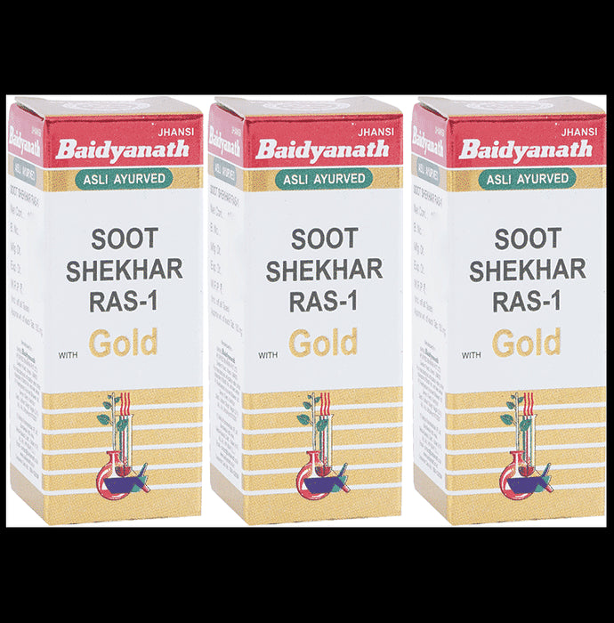 Baidyanath (Jhansi) Soot Shekhar Ras-1 with Gold (25 Each) - Classic Derma
