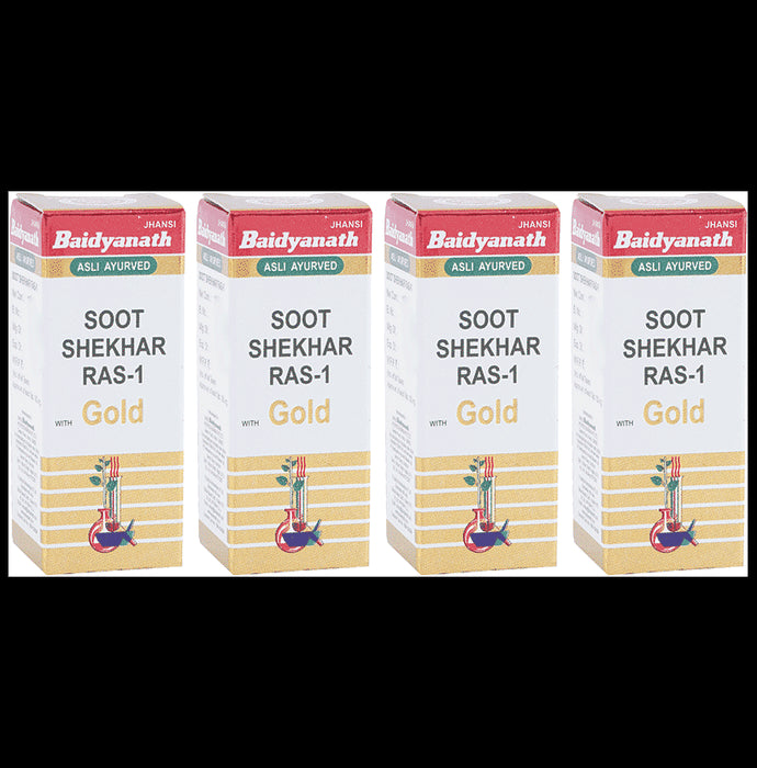Baidyanath (Jhansi) Soot Shekhar Ras-1 with Gold (25 Each) - Classic Derma