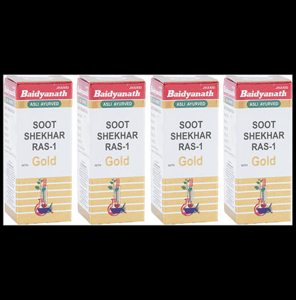Baidyanath (Jhansi) Soot Shekhar Ras-1 with Gold (25 Each) - Classic Derma