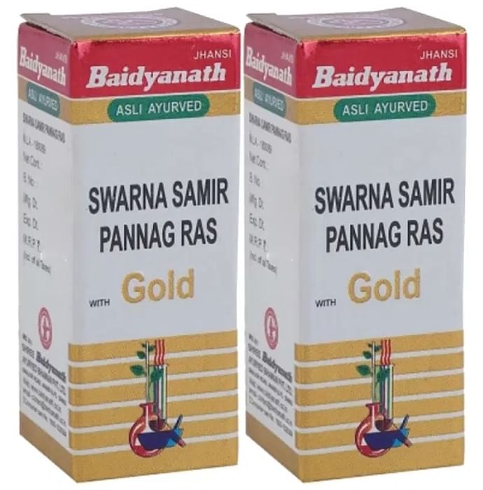 Baidyanath (Jhansi) Swarna Samir Pannag Ras with Gold Powder (1gm Each) - Classic Derma