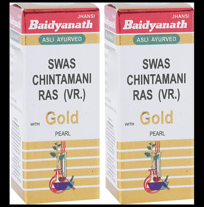Baidyanath (Jhansi) Swas Chintamani Ras (Vr.) with Gold Pearl (10 Each) - Classic Derma