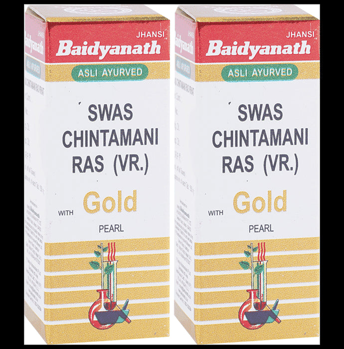 Baidyanath (Jhansi) Swas Chintamani Ras (Vr.) with Gold Pearl (25 Each) - Classic Derma