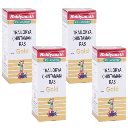 Baidyanath (Jhansi) Trailokya Chintamani Ras with Gold (10 Each) - Classic Derma