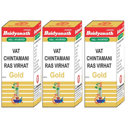 Baidyanath (Jhansi) Vat Chintamani Ras Virhat with Gold (25 Each) - Classic Derma