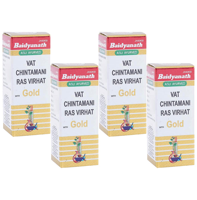 Baidyanath (Jhansi) Vat Chintamani Ras Virhat with Gold (25 Each) - Classic Derma