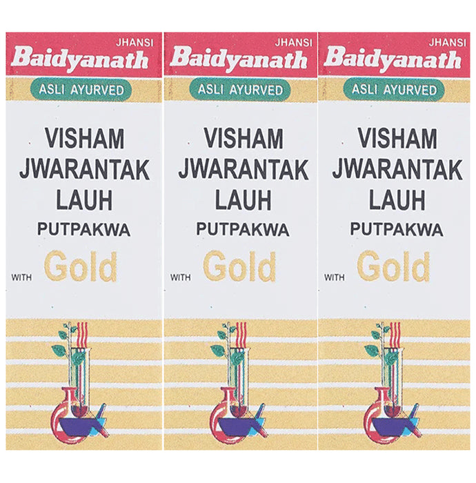 Baidyanath (Jhansi) Visham Jwarantak Lauh Putpakwa with Gold Tablet (10 Each) - Classic Derma