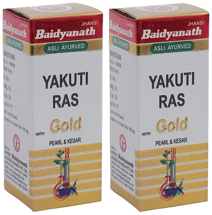 Baidyanath (Jhansi) Yakuti Ras with Gold Pearl & Kesar (10 Each) - Classic Derma