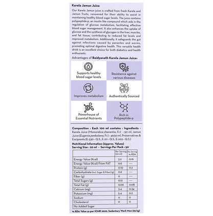 Baidyanath (Nagpur) Karela Jamun Juice (1Litre Each)