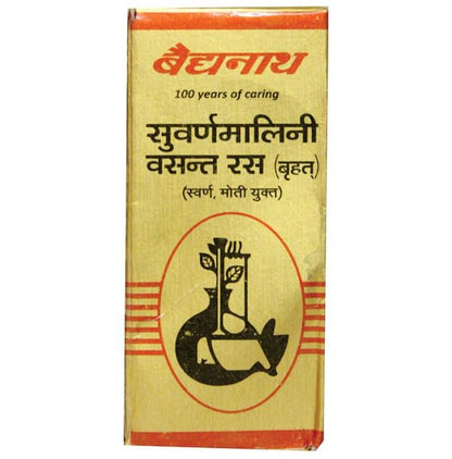 Baidyanath (Nagpur) Suwarnamalini Vasant Ras (Brihat) with Gold & Pearl Tablet - Classic Derma