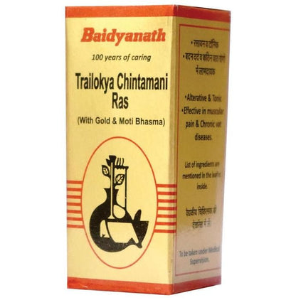 Baidyanath (Nagpur) Trailokya Chintamani Ras (with Gold & Moti Bhasma) Tablet - Classic Derma