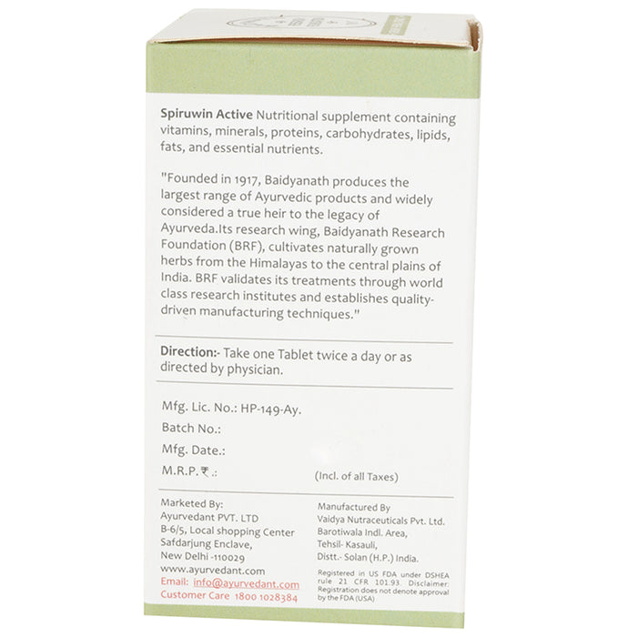 Baidyanath Ayurvedant Spiruwin Active Tablet