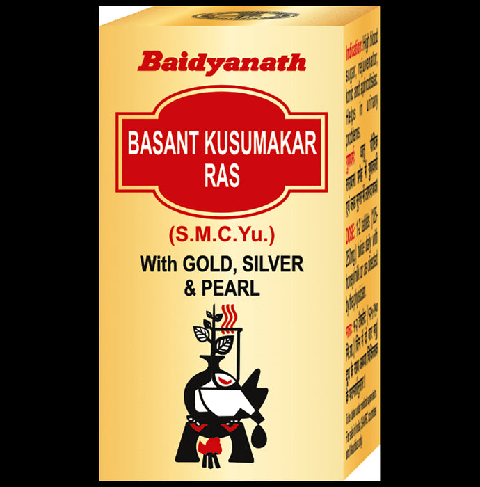 Baidyanath Basant Kusumakar Ras (S.C.M.Yu) Ayurvedic Tablet with Gold, Silver & Pearl | Maintains Blood Glucose Level - Classic Derma