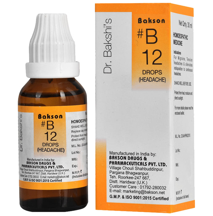 Bakson B12 Headache Drop - Classic Derma