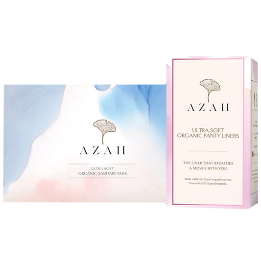 Azah Combo Pack of Ultra Soft Organic Sanitary Pads (30R) and Ultra-Soft Organic Panty Liners (40) - Classic Derma