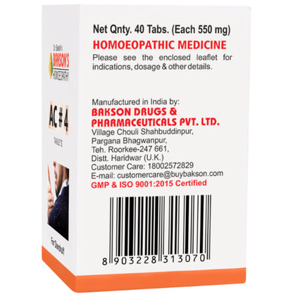 Bakson's Homeopathy AC#4 Tablet