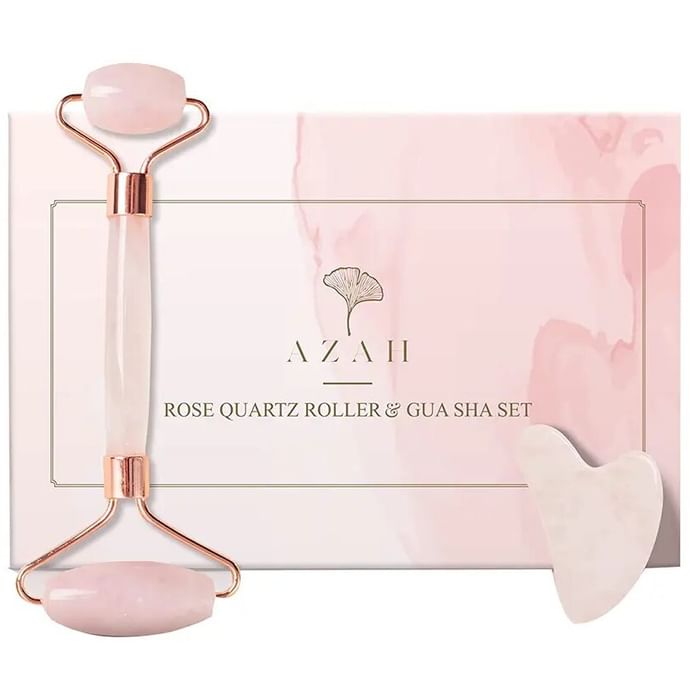 Azah Rose Quartz Roller & Gua Sha Set - Classic Derma