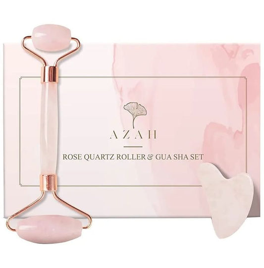 Azah Rose Quartz Roller & Gua Sha Set - Classic Derma
