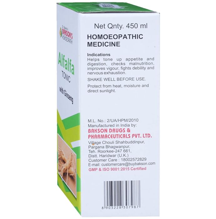 Bakson's Homeopathy Alfalfa Tonic with Ginseng