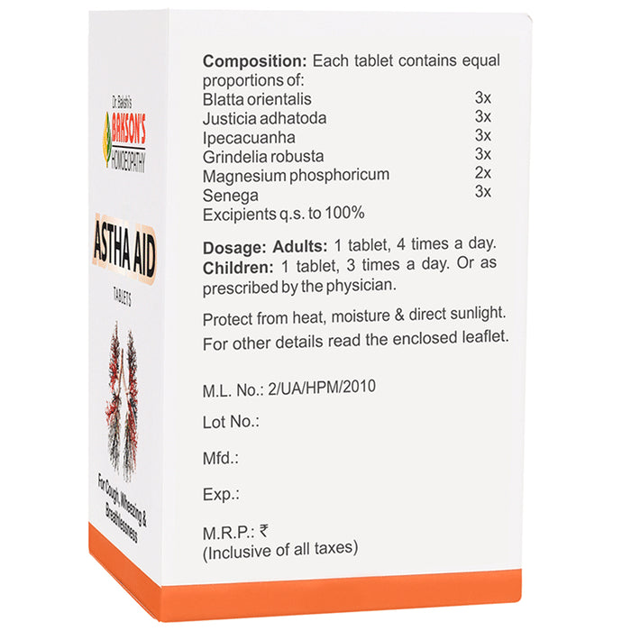 Bakson's Homeopathy Astha Aid Tablet
