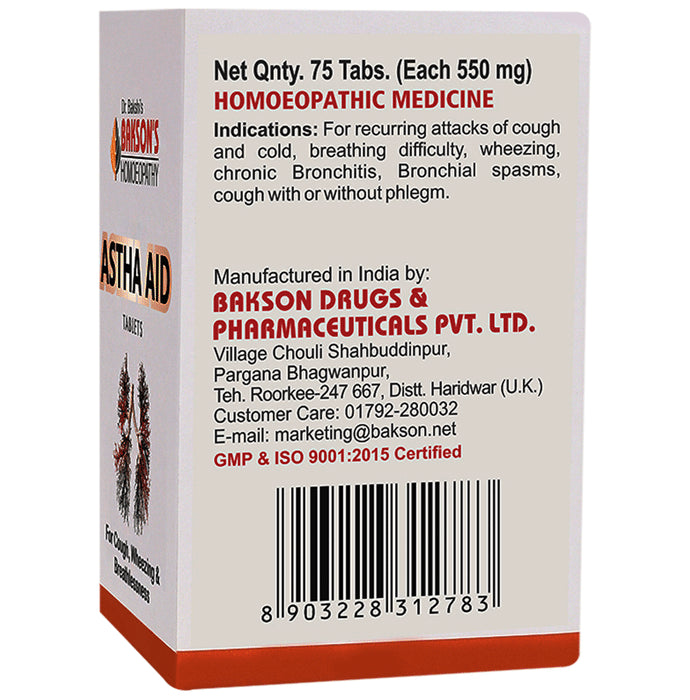 Bakson's Homeopathy Astha Aid Tablet
