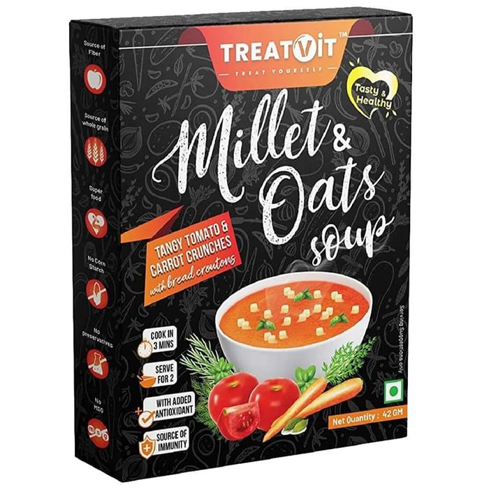 Treatvit Millet & Oats Soup (42gm Each) Tangy Tomato & Carrot Crunches - Classic Derma