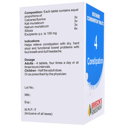 Bakson's Homeopathy Biocombination 4 Tablet