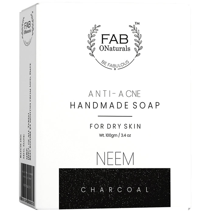 Fab O Naturals Neem Charcoal Anti-Acne Handmade Soap - Classic Derma