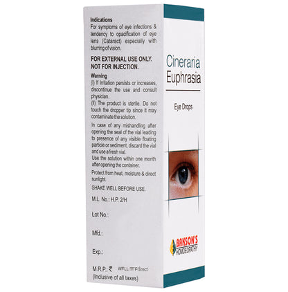 Bakson's Homeopathy Cineraria Euphrasia Eye Drop