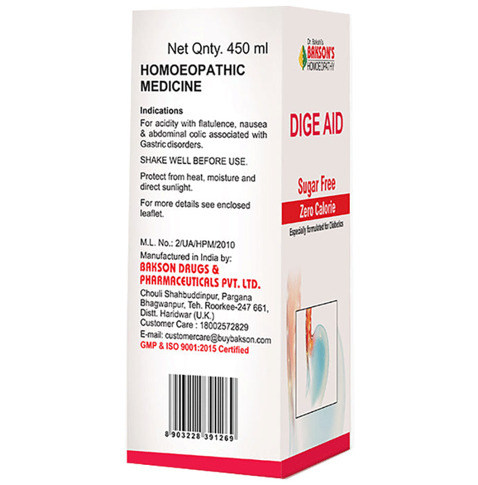 Bakson's Homeopathy Dige Aid Syrup Sugar Free