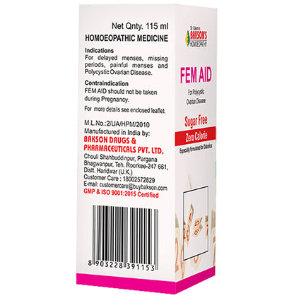 Bakson's Homeopathy Fem Aid Syrup Sugar Free