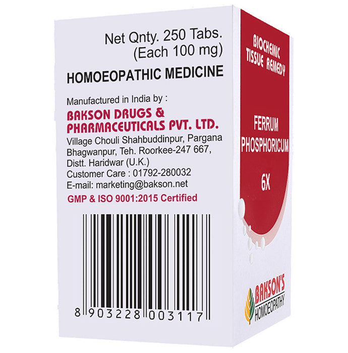 Bakson's Homeopathy Ferrum Phosphoricum Biochemic Tablet 6X