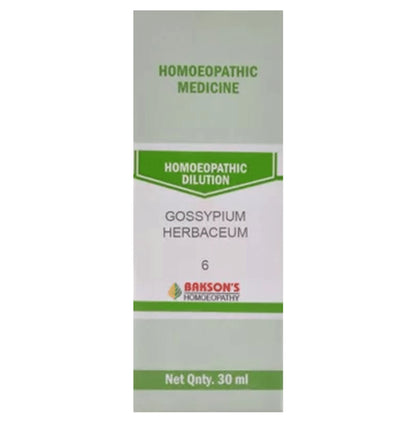 Bakson's Homeopathy Gossypium Herbaceum Dilution 6 CH - Classic Derma
