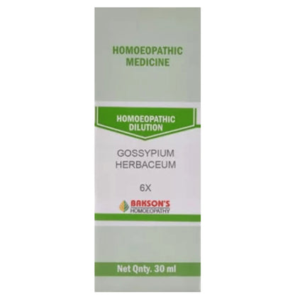 Bakson's Homeopathy Gossypium Herbaceum Dilution 6X - Classic Derma