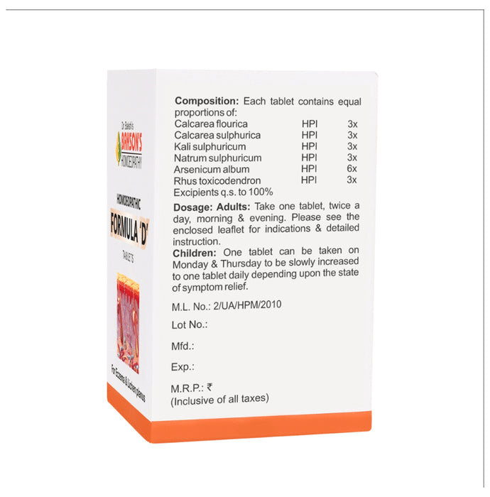 Bakson's Homeopathy Homoeopathic Formula 'D' Tablet