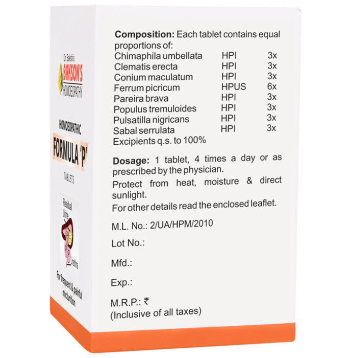 Bakson's Homeopathy Homoeopathic Formula P Tablet